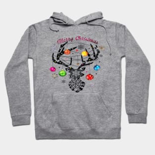 Merry Christmas Xmas Reindeer Jingle Bells Snowflakes Hoodie